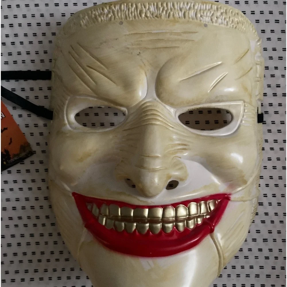 Cream Halloween Mask with Red and Gold Accents